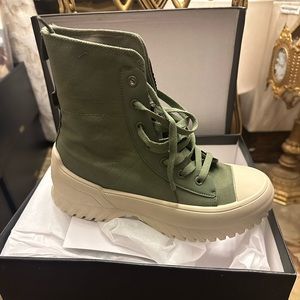 NEW sage color canvas boots.  Size 9.